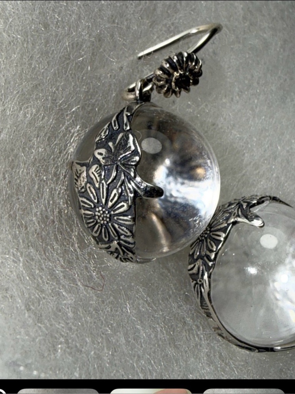 Earrings pierced pools of light rock crystal 15mm orbs hanging down 1.25” - Picture 1 of 4